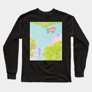 Hot air balloons flying over the town Long Sleeve T-Shirt